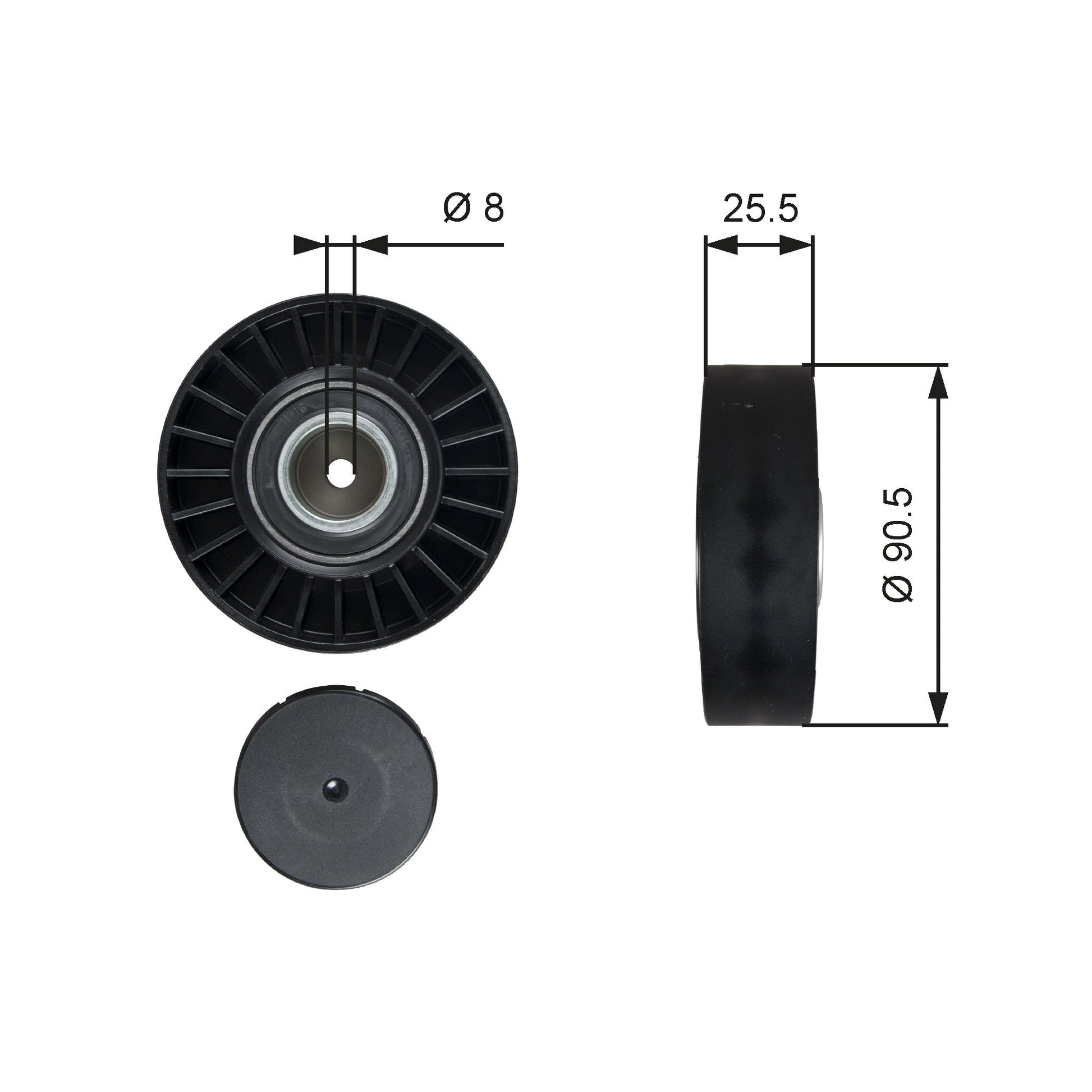 GATES GATT36005 V-Ribbed Belt Deflection/Guide Pulley