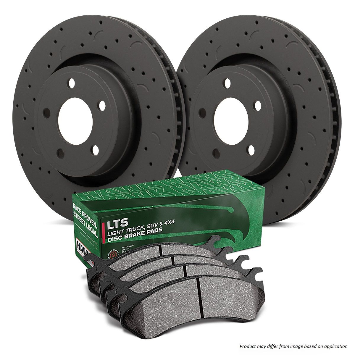 Hawk Performance HKC5180.572Y Brake Kit - LTS Pads & Talon Slotted & Drilled Discs Rear