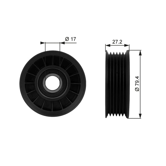 GATES GATT38009 V-Ribbed Belt Deflection/Guide Pulley