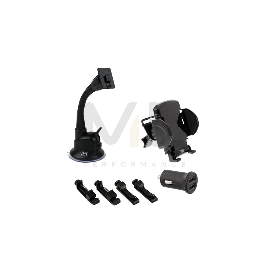 TnB 8685 Car phone holder with ball joint, with charger, cigarette lighter, windscreen, universal 360°°