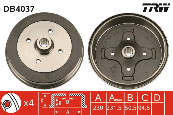 TRW MOTO DB4037 Brake Drum