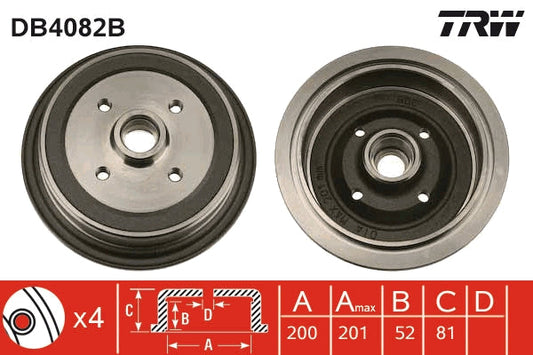 TRW MOTO DB4082B Brake Drum