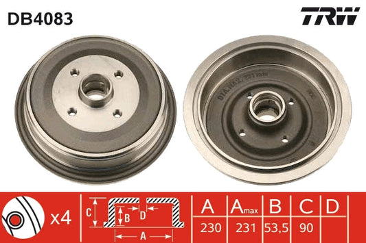 TRW MOTO DB4083 Brake Drum