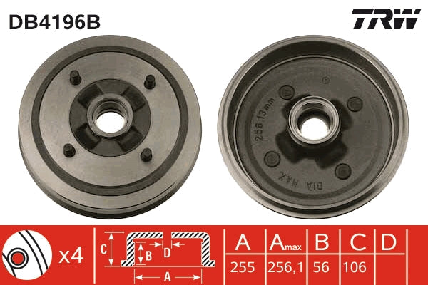 TRW MOTO DB4196B Brake Drum