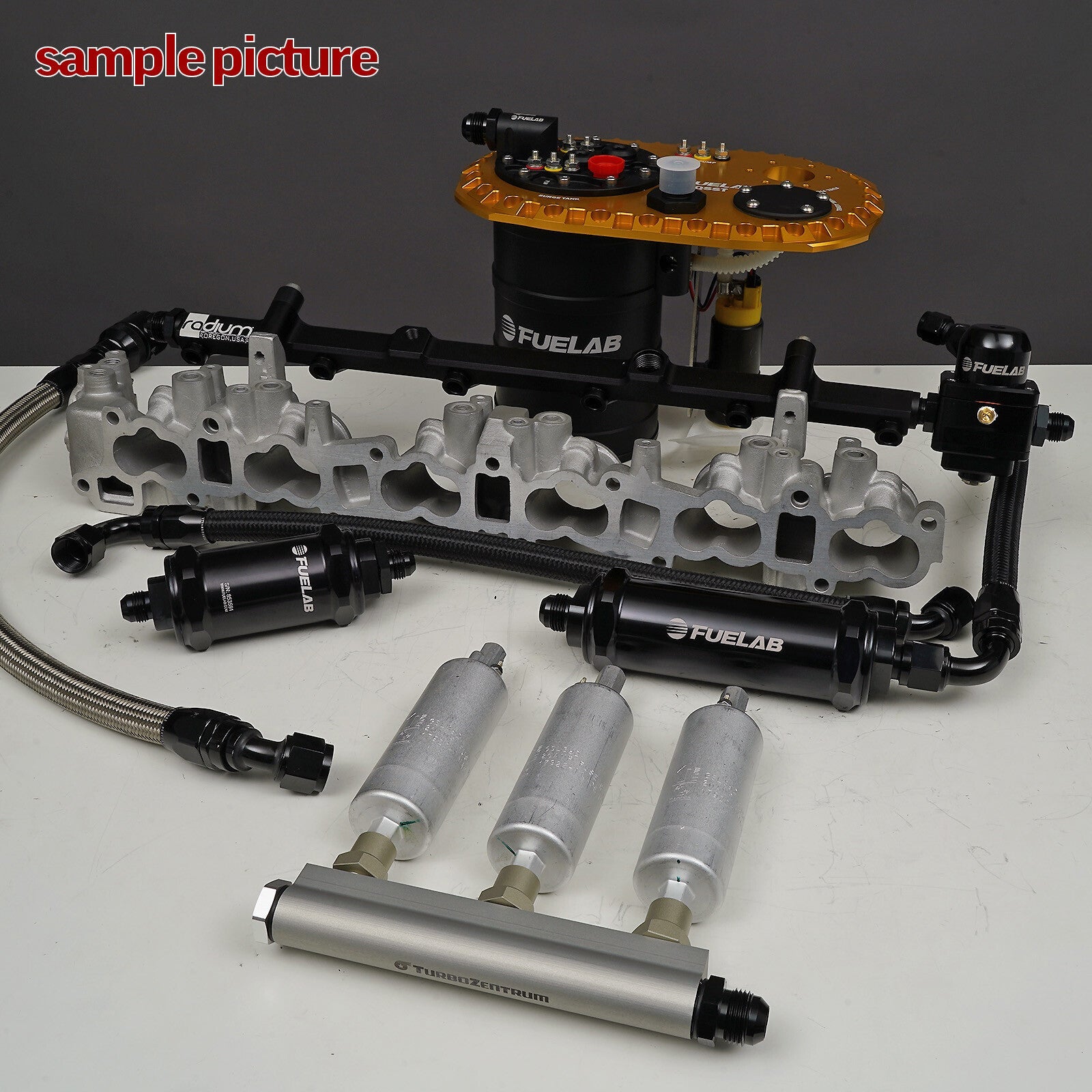 Turbozentrum 289235 fuel log 5-port collector kit for 3x WALBRO GSL392 fuel pumps