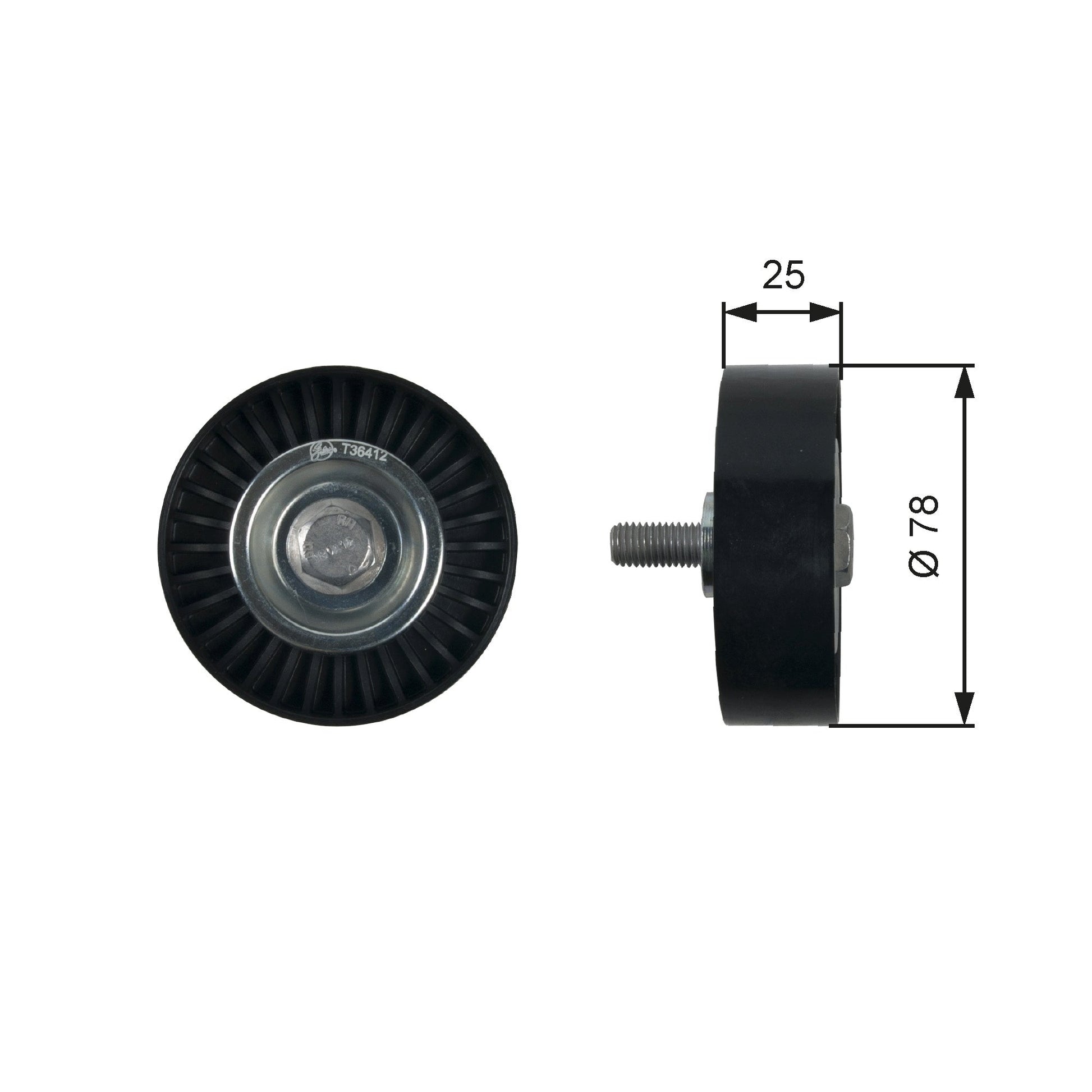GATES GATT36412 V-Ribbed Belt Deflection/Guide Pulley