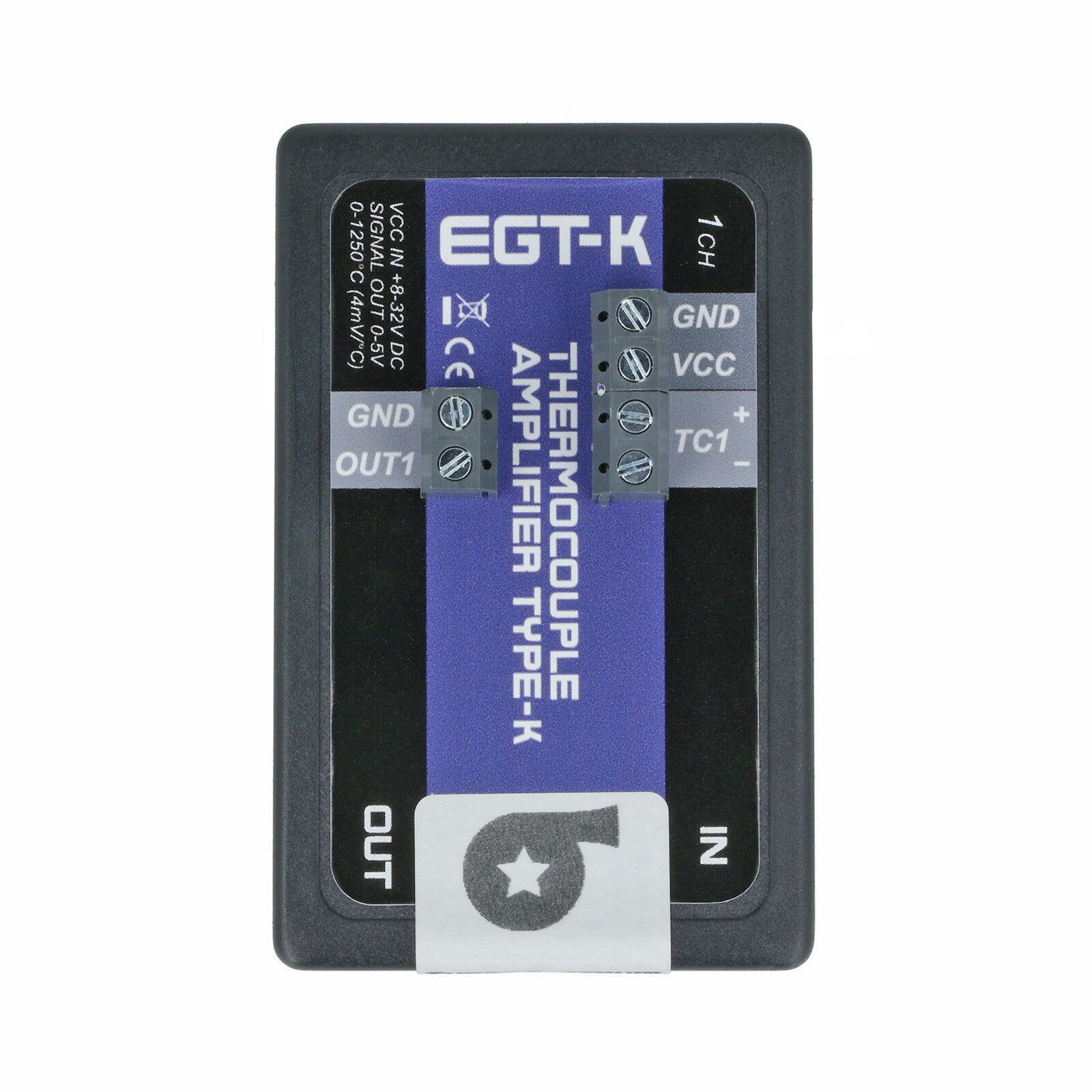 Turbozentrum 118616 EGT-K Thermocouple Amplifier / Controller 0-5V (Type-K) - 1 Channel