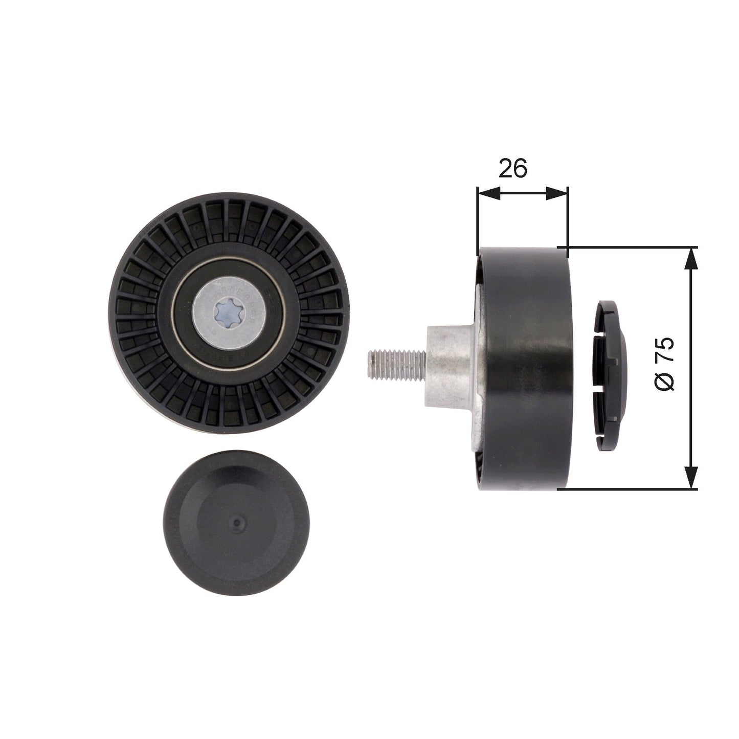 GATES GATT36385 V-Ribbed Belt Deflection/Guide Pulley