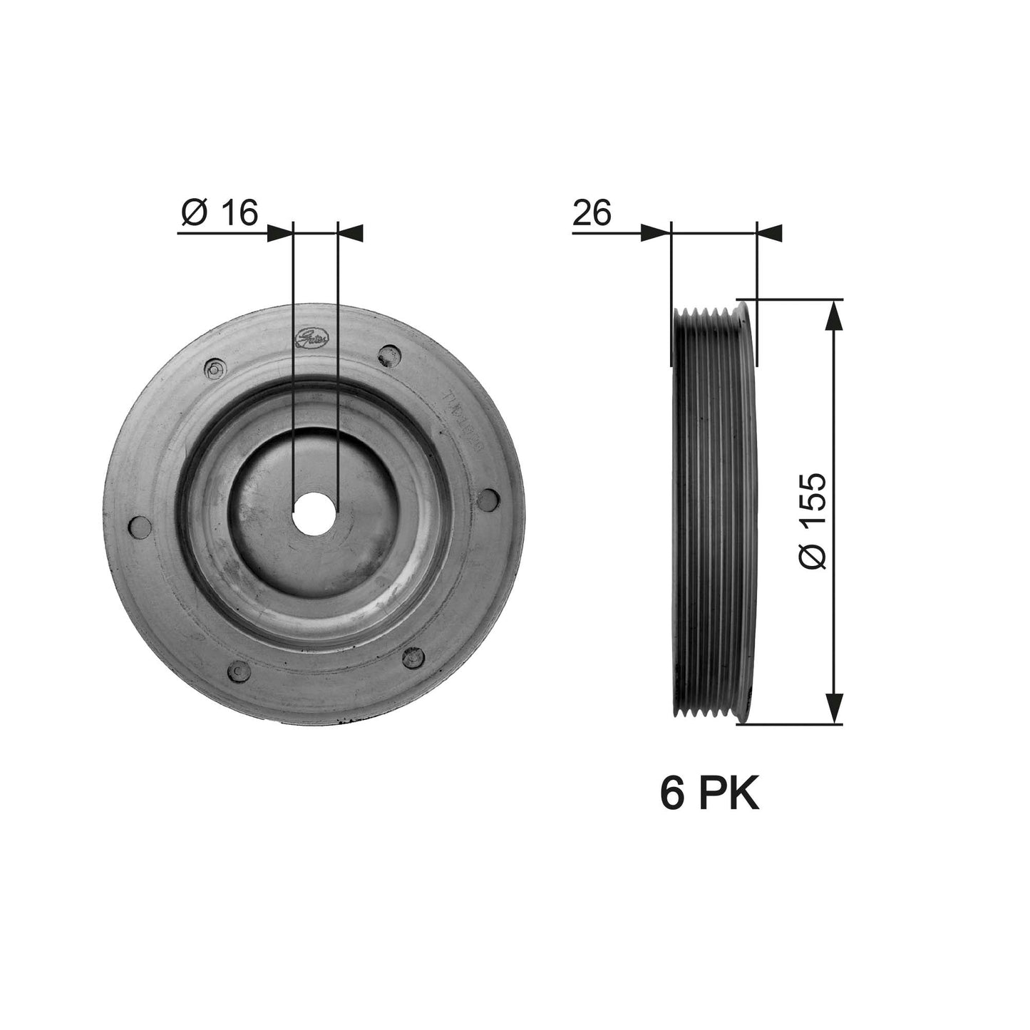 GATES GATTVD1020 Crankshaft Belt Pulley