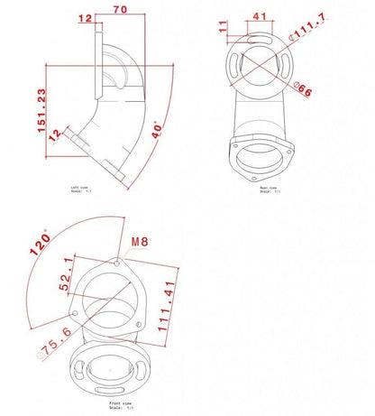 Turbozentrum 249083 universal Guss Downpipe 135°