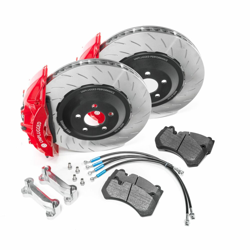 UNPLUGGED PERFORMANCE UP-M3MY-317-8.1 BIG BRAKE KIT (FRONT), UP X PFC 394MM IRON ROTORS, RACE PADS FOR TESLA MODEL 3 / MODEL Y