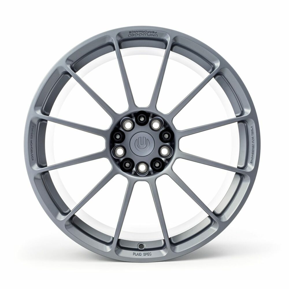 UNPLUGGED PERFORMANCE UP-UP03-120-012 SINGLE WHEEL UP-03, 22X10.5+35 - 5X120, PLAID SPEC, SATIN TITANIUM FOR TESLA MODEL S2 / MODEL X2