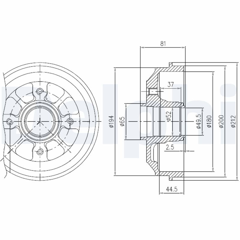DELPHI BFR282 Brake Drum