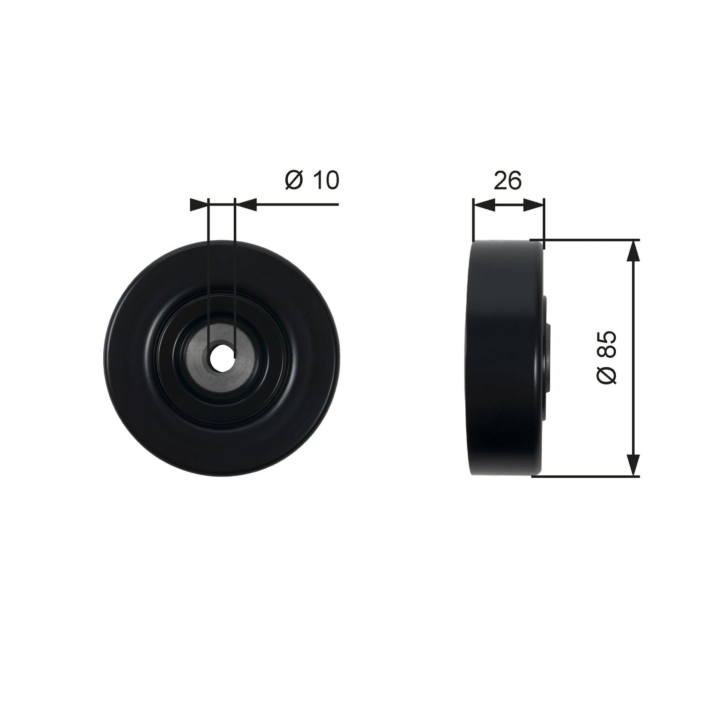 GATES GATT36440 V-Ribbed Belt Deflection/Guide Pulley