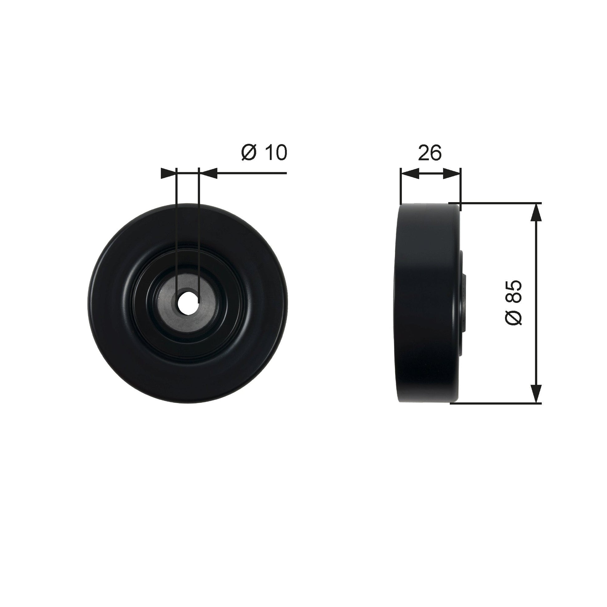 GATES GATT36440 V-Ribbed Belt Deflection/Guide Pulley