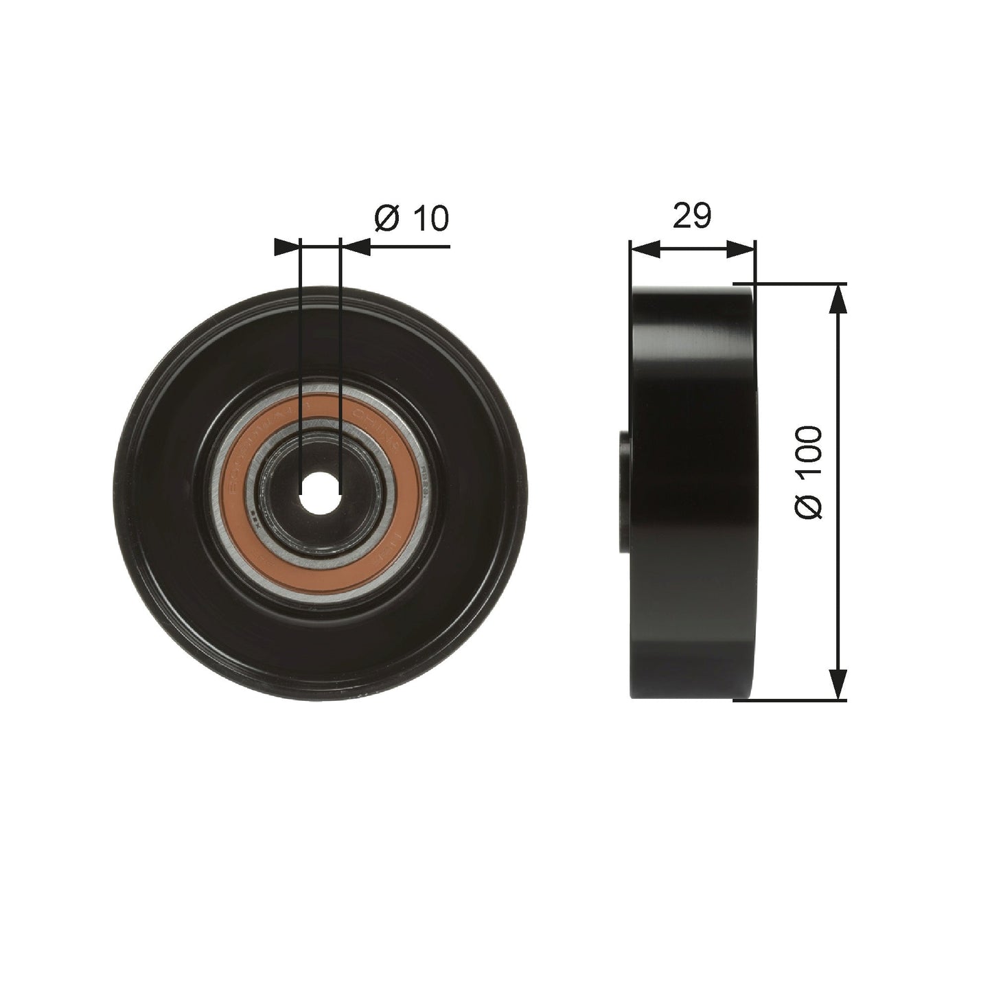 GATES GATT36008 V-Ribbed Belt Deflection/Guide Pulley
