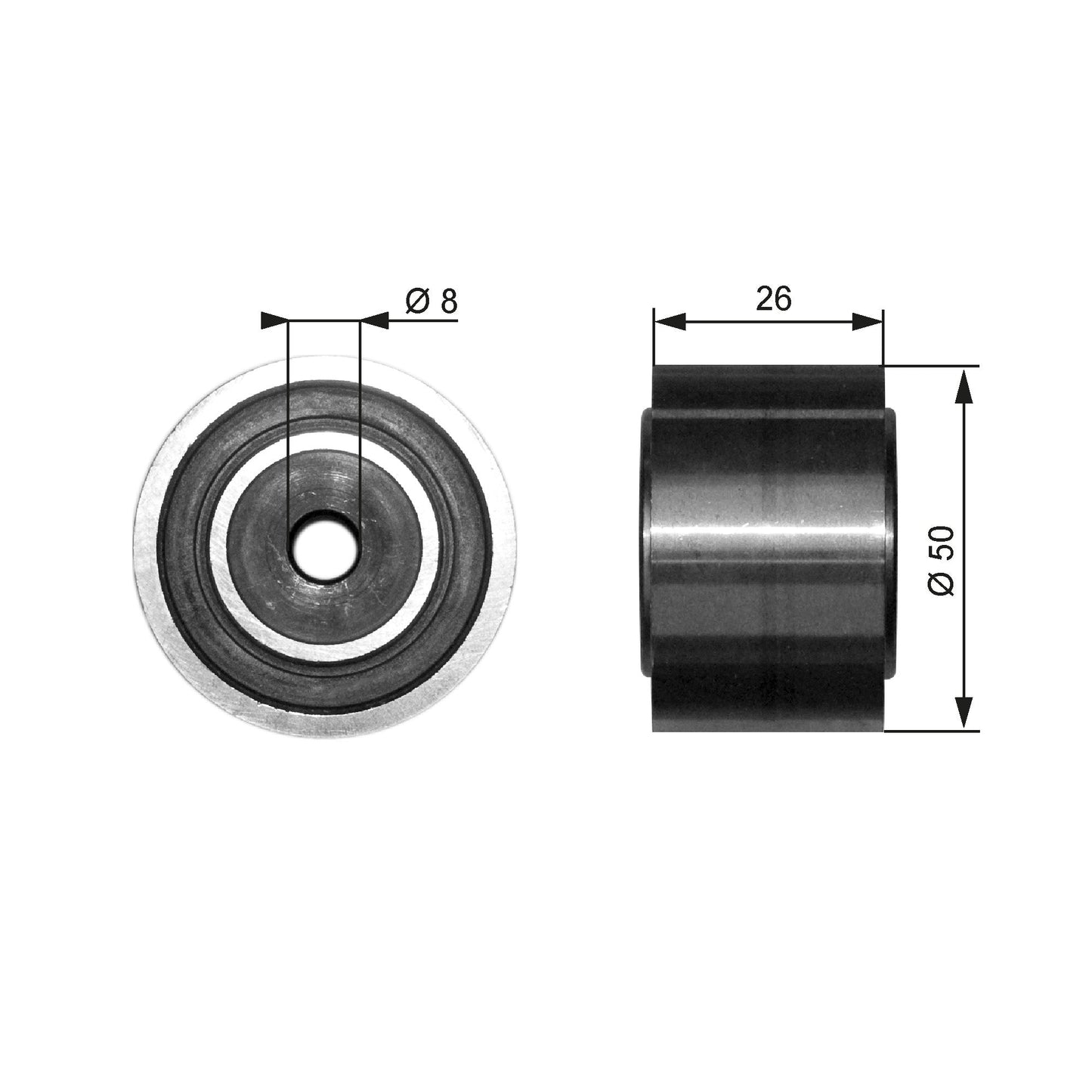 GATES GATT36191 V-Ribbed Belt Deflection/Guide Pulley