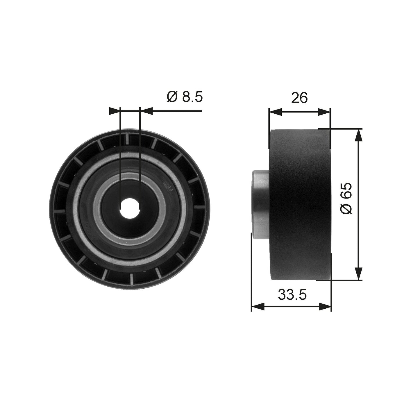 GATES GATT39057 V-Ribbed Belt Deflection/Guide Pulley