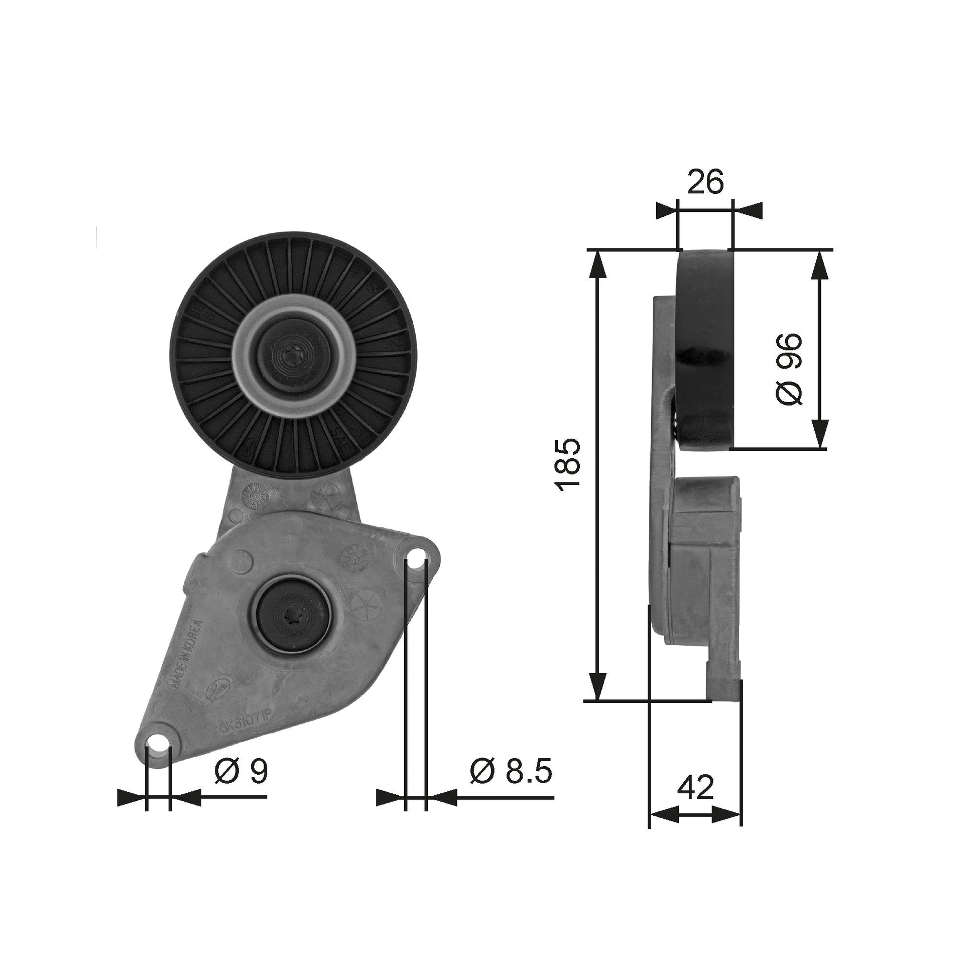GATES GATT38464 V-Ribbed Belt Tensioner Pulley