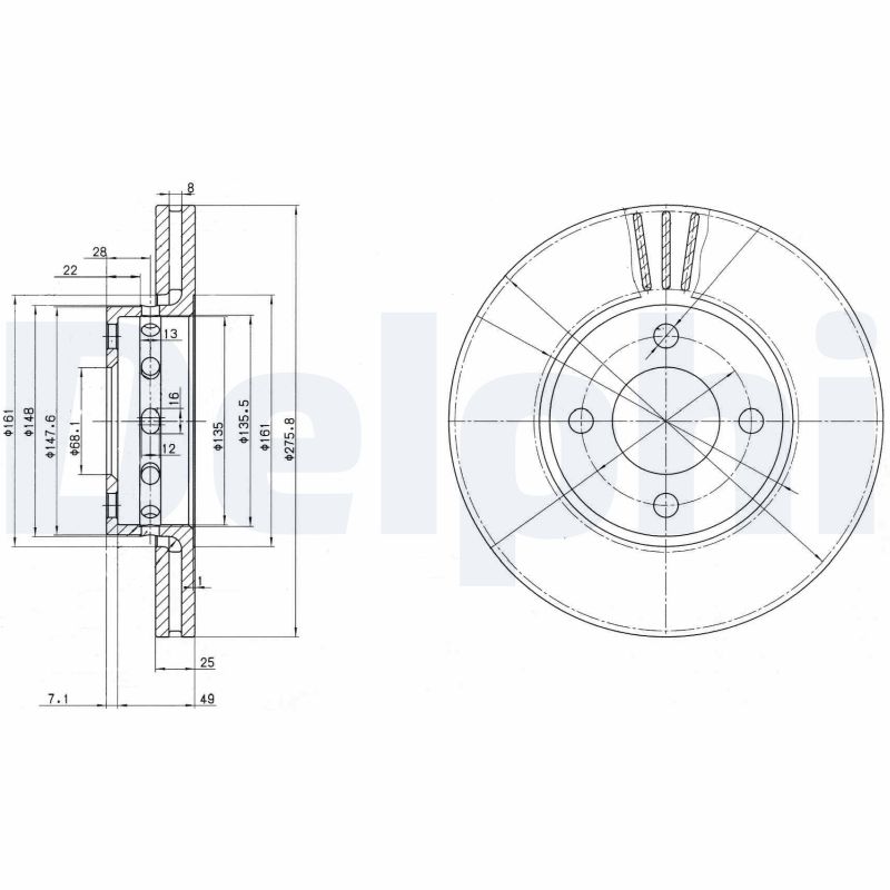 DELPHI BG2748 Brake Disc .