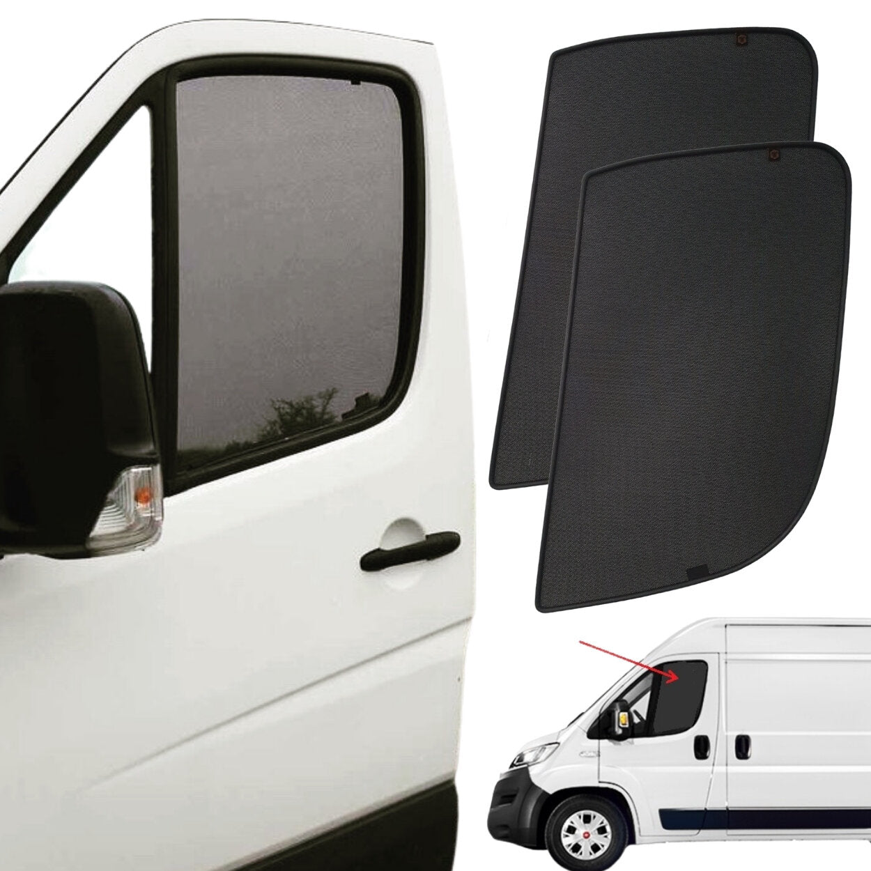 Heyner TRODUCATOF Fiat Ducato 3 2006-2015 - Front Windows Shades Set Of 2Pcs. (Moving Part Only)
