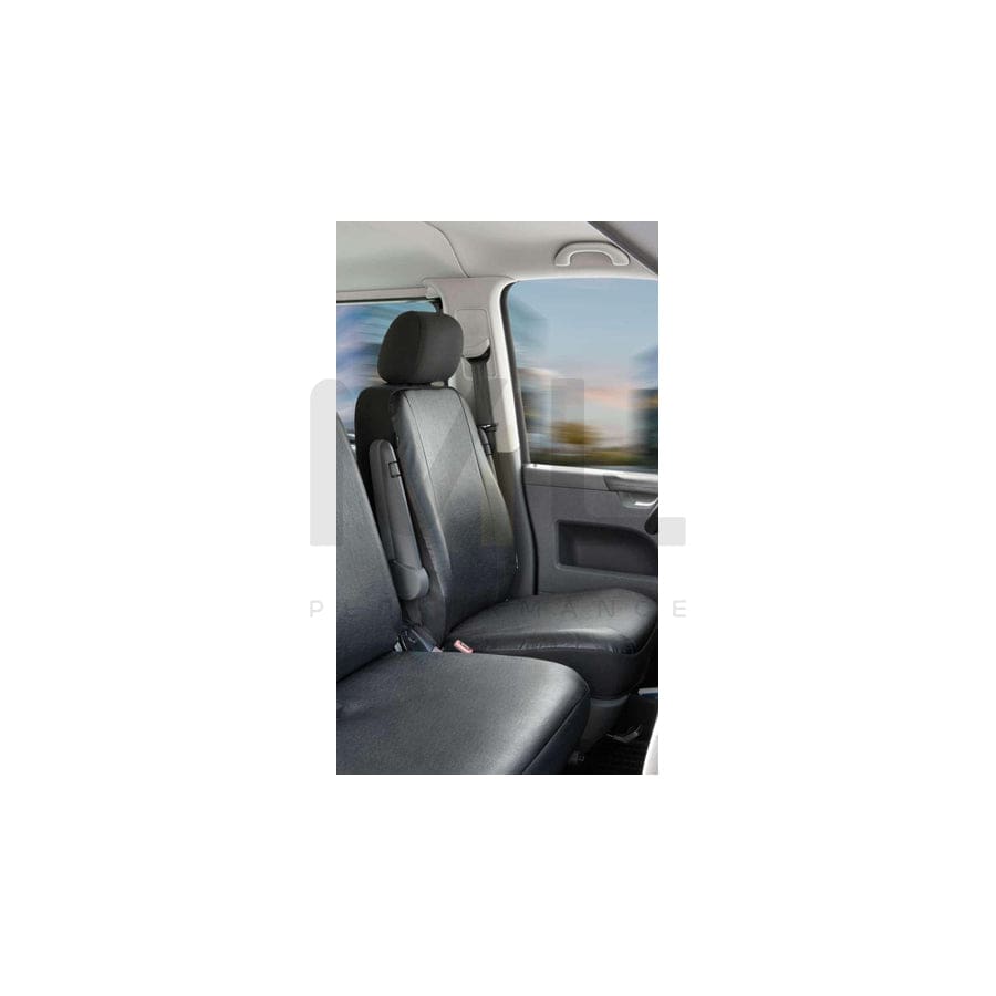 WALSER 11463 Car seat cover for VW TRANSPORTER Black, Leatherette, Polyester, Front