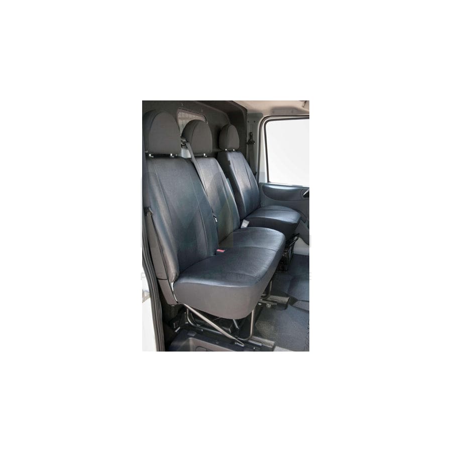 WALSER 11475 Car seat cover Black, Leatherette, Polyester, Front and Rear