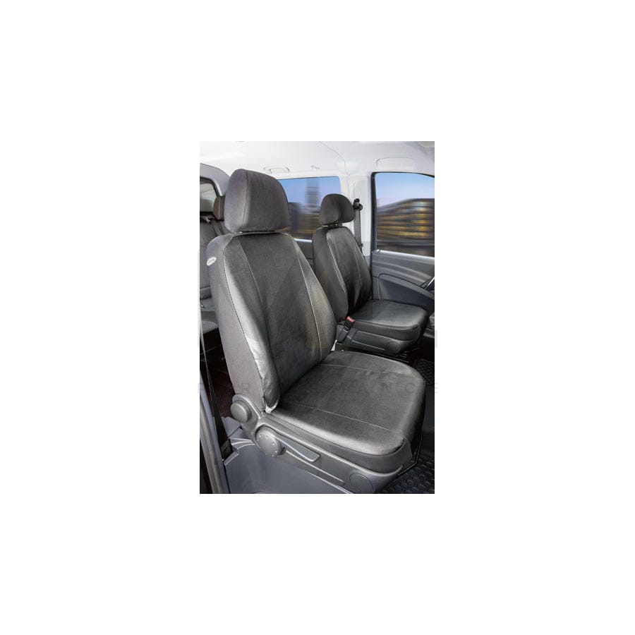 WALSER 11509 Car seat cover Black, Leatherette, Polyester, Front