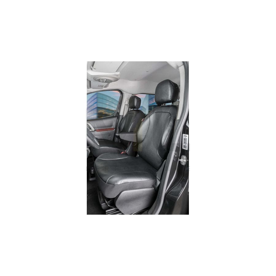 WALSER 11535 Car seat cover for CITROËN BERLINGO Black, Leatherette, Polyester, Front
