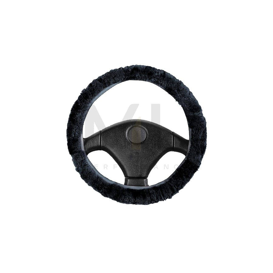 WALSER 19566 Steering wheel cover Black, Ø: 36-41cm, Sheepskin