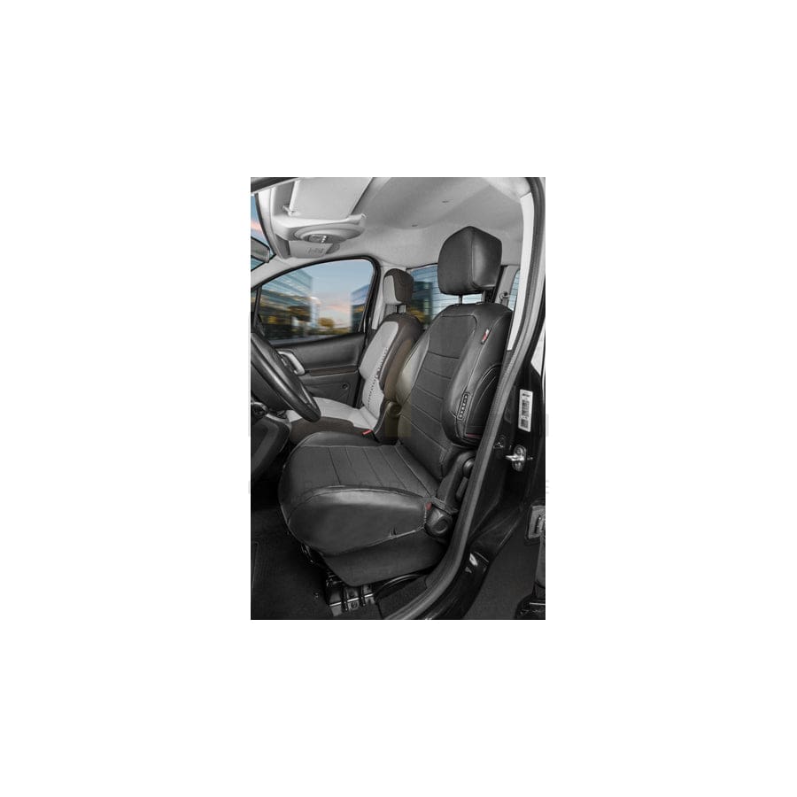 WALSER 50283 Car seat cover for CITROËN BERLINGO Black, Leatherette, Polyester, Front