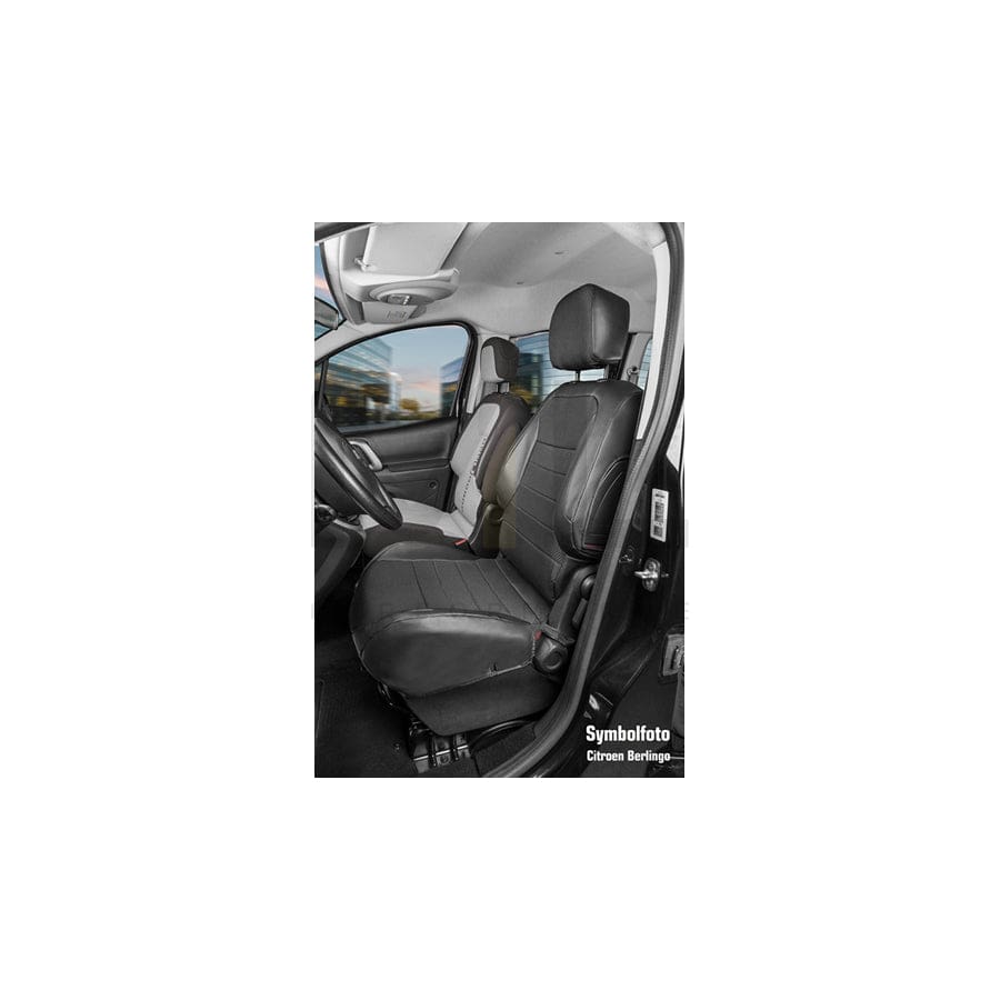 WALSER 50294 Car seat cover for VW CADDY Black, Leatherette, Polyester, Front