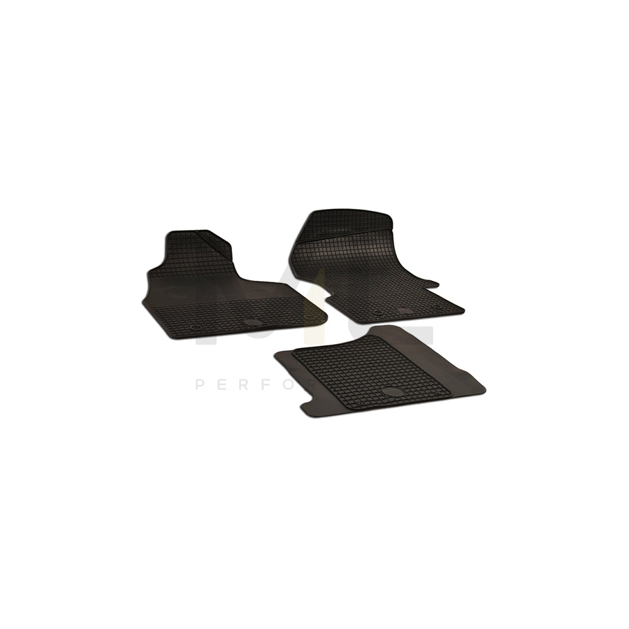 WALSER 50661 Floor mat set Elastomer, Front and Rear, Quantity: 3, Black