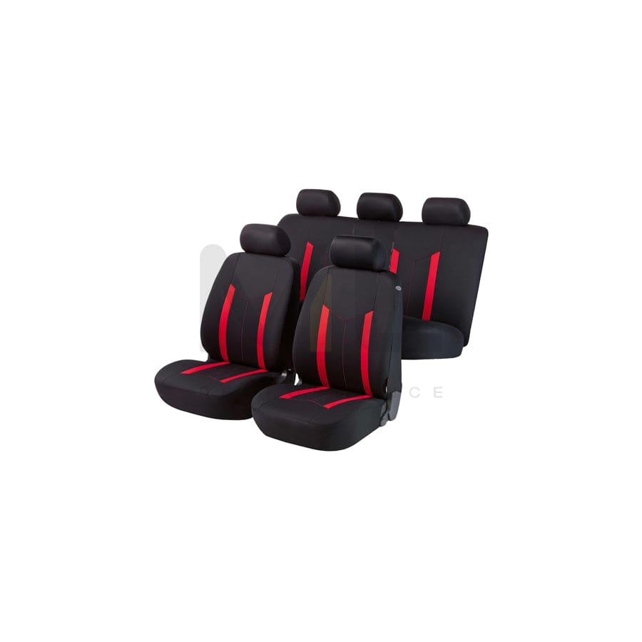 WALSER Hastings 11809 Car seat cover Black, Red, Polyester, Front and Rear