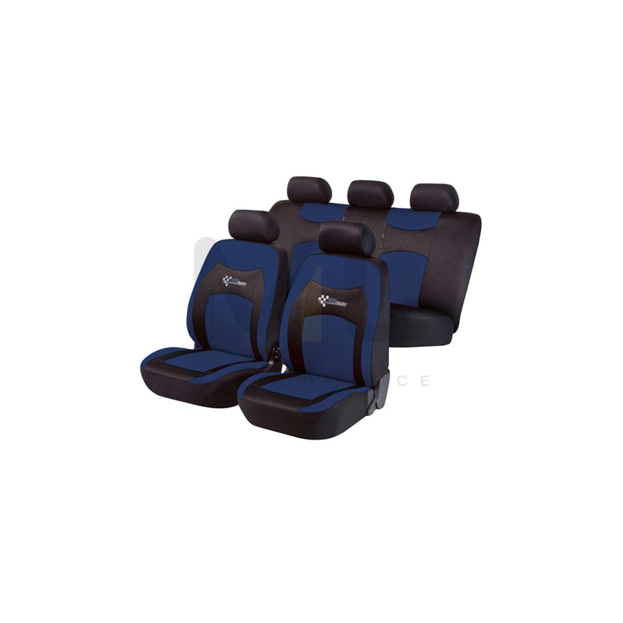 WALSER Kent 11778 Car seat cover Blue/black, Patterned, Polyester, Front and Rear