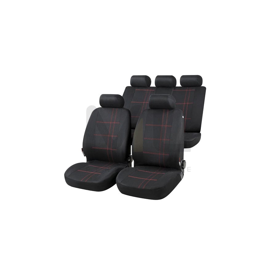 WALSER Nashville 13425 Car seat cover Black, Red, Polyester, Front and Rear