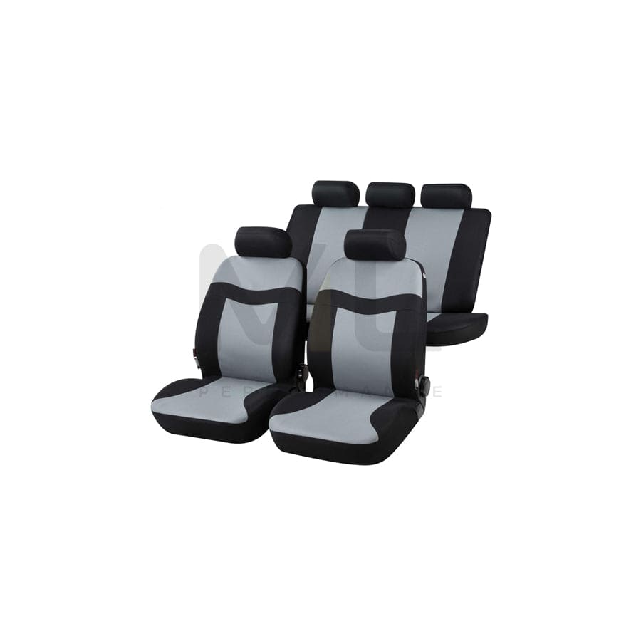 WALSER Rockford 13414 Car seat cover Black/Grey, Polyester, Front and Rear