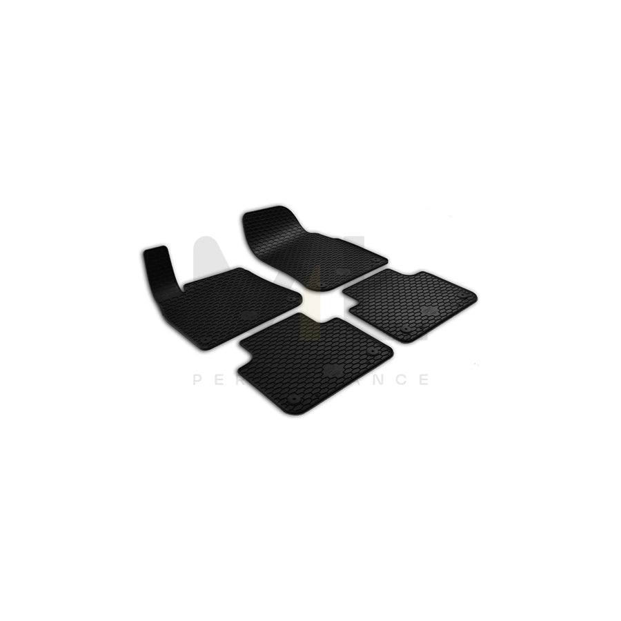WALSER RubberLine 50840 Floor mat set Elastomer, Front and Rear, Quantity: 4, Black