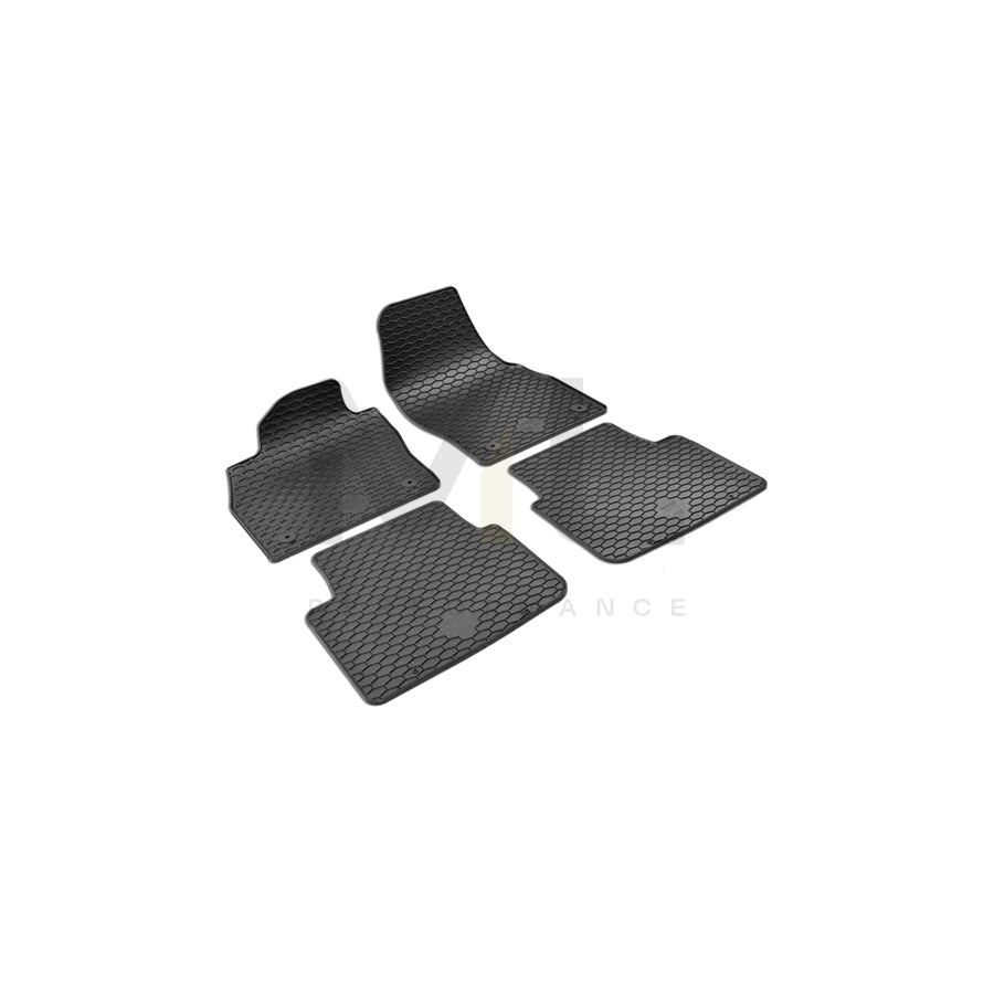 WALSER RubberLine 50848 Floor mat set Elastomer, Front and Rear, Quantity: 4, Black