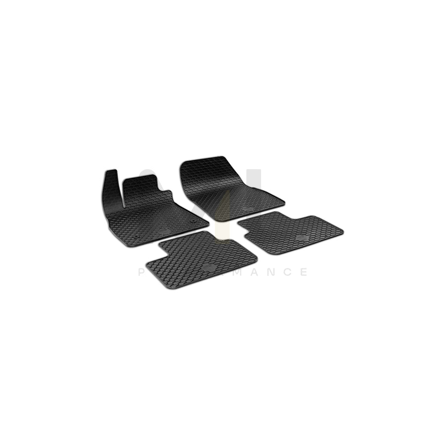 WALSER RubberLine 50851 Floor mat set Elastomer, Front and Rear, Quantity: 4, Black
