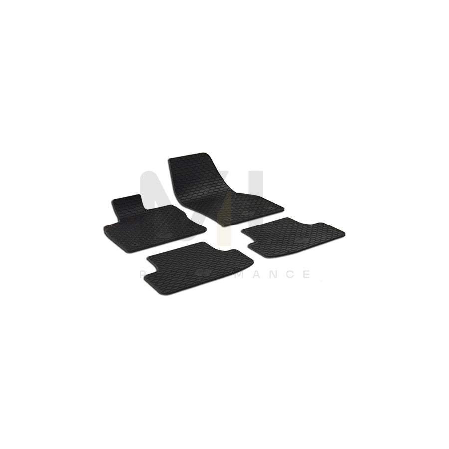 WALSER RubberLine 50852 Floor mat set Elastomer, Front and Rear, Quantity: 4, Black