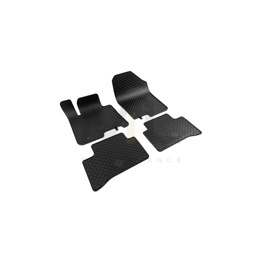 WALSER RubberLine 50877 Floor mat set Elastomer, Front and Rear, Quantity: 4, Black