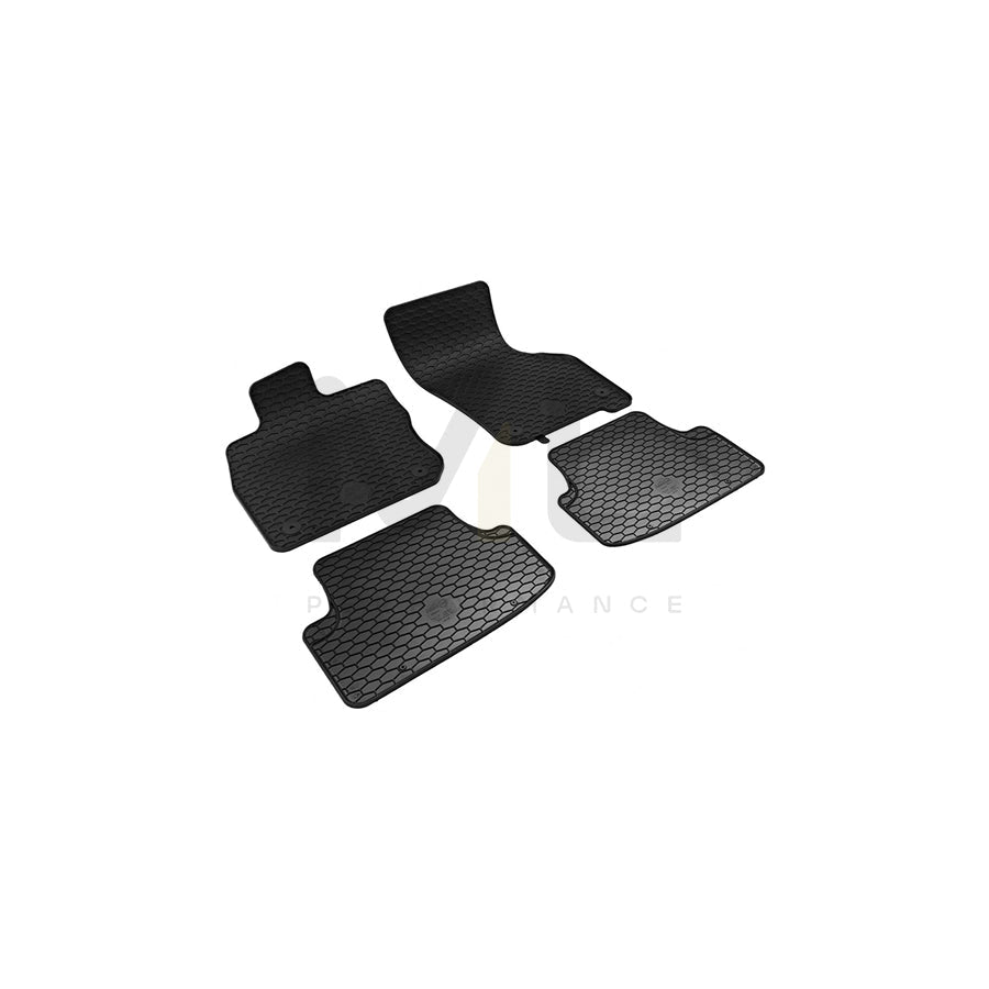 WALSER RubberLine 50883 Floor mat set Elastomer, Front and Rear, Quantity: 4, Black