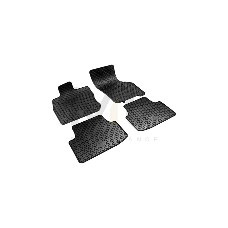 WALSER RubberLine 50884 Floor mat set Elastomer, Front and Rear, Quantity: 4, Black