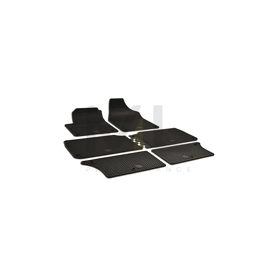 WALSER Tailored 50443 Floor mat set Elastomer, Front and Rear, Quantity: 6, Black
