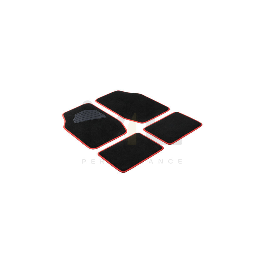 WALSER Universal fit, Matrix 29024 Floor mat set PP (Polypropylene), Front and Rear, Quantity: 4, Black, Red