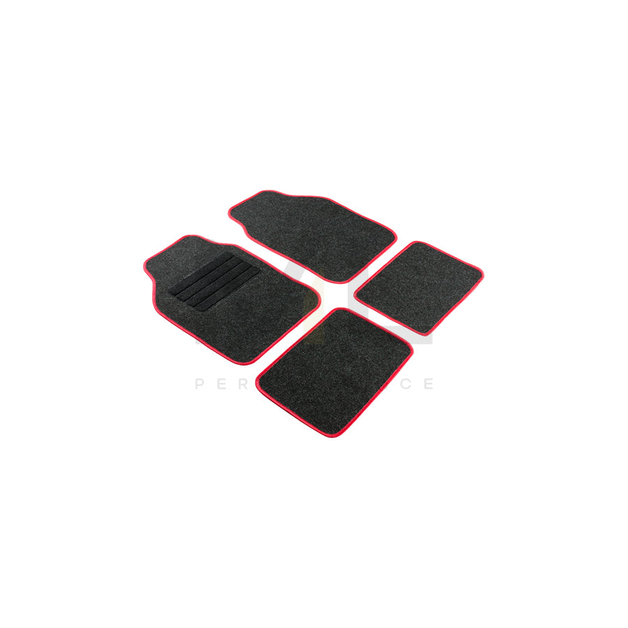 WALSER Universal fit, Regio red 14460 Floor mat set Textile, Front and Rear, Quantity: 4, Black