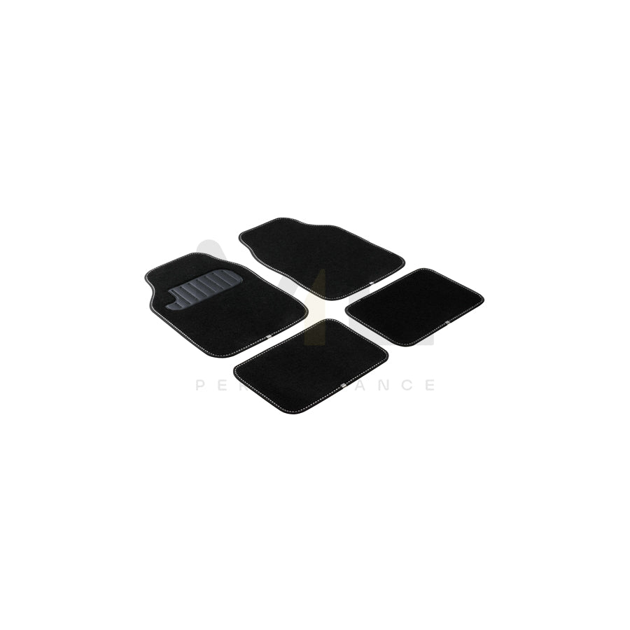 WALSER Universal fit, The Color 29012 Floor mat set Polyester, PP (Polypropylene), Front and Rear, Quantity: 4, Black, White