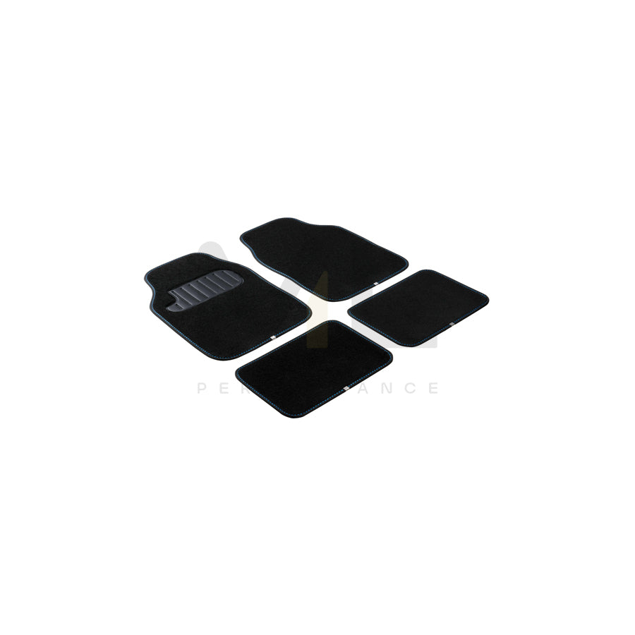 WALSER Universal fit, The Color 29020 Floor mat set Polyester, PP (Polypropylene), Front and Rear, Quantity: 4, Black, Blue