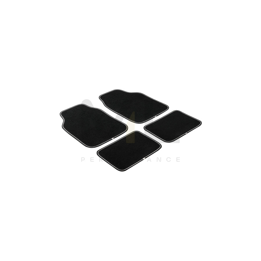 WALSER Universal fit, The Line 29009 Floor mat set Polyester, PP (Polypropylene), Front and Rear, Quantity: 4, Black, White